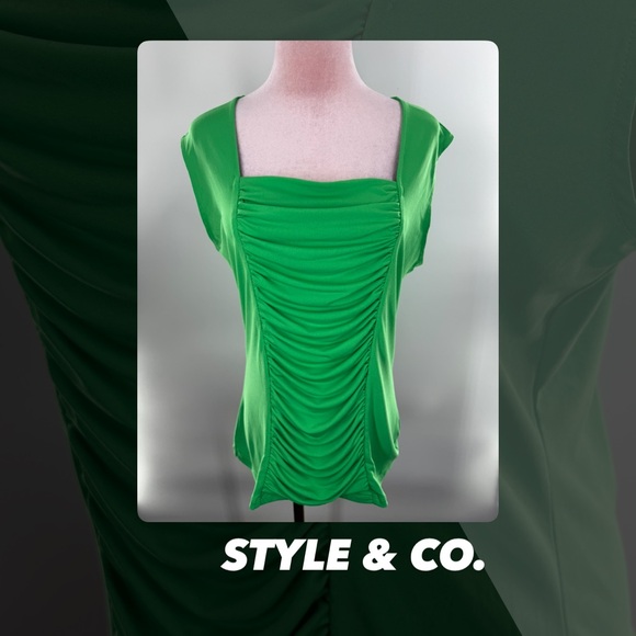 Style & Co. Tops - EUC Style & Co Green Ruched Top
